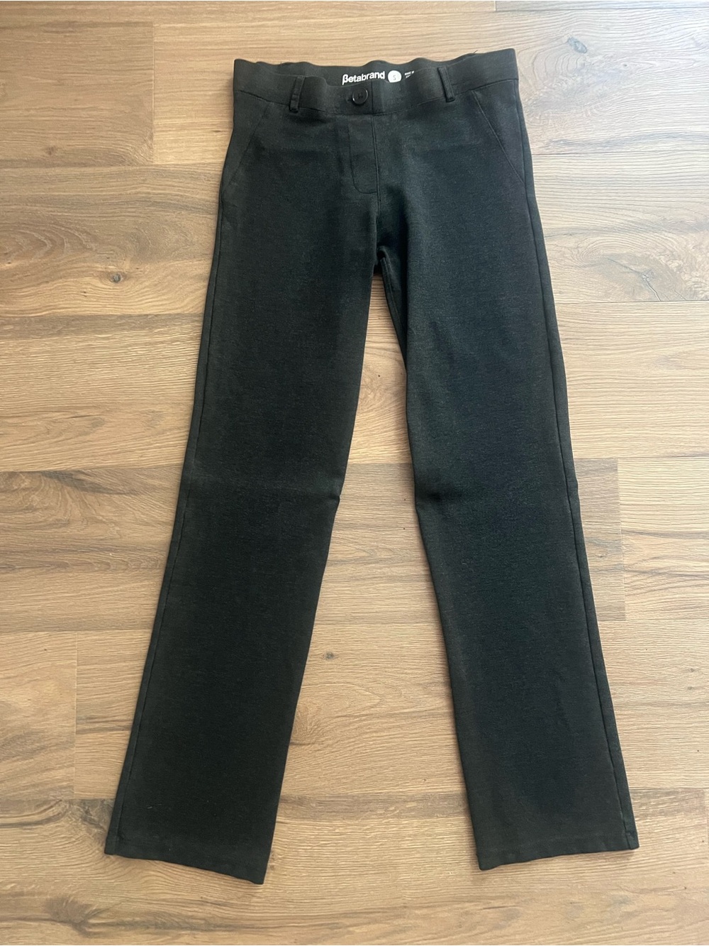 Betabrand Grey Knit Straight-Leg Pants